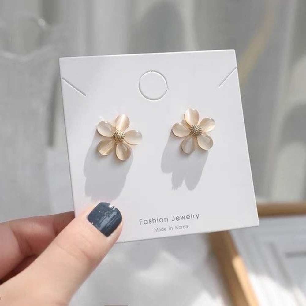 Daisy Flower Earrings Opal‎ Cat Eye Stone Studs Women Fashion Jewelry